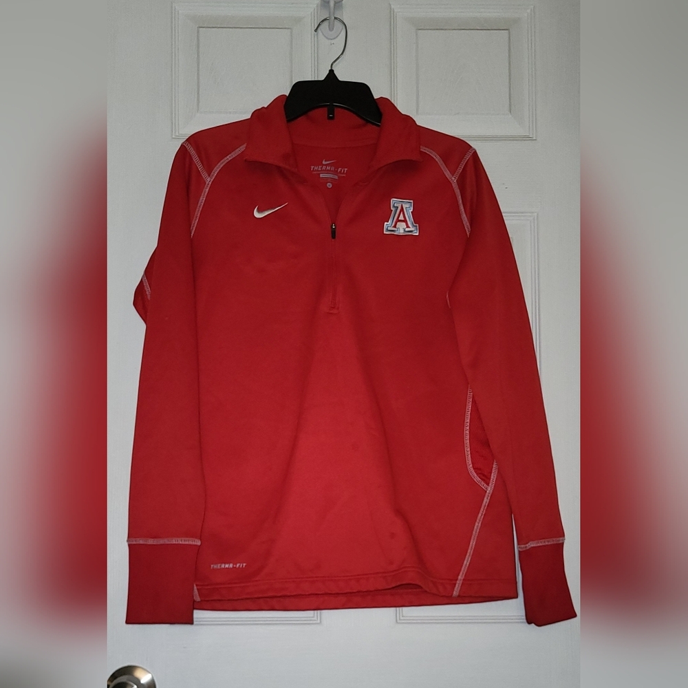 Nike Red Quarter-Zip University Pullover Therma-fit Long Sleeve